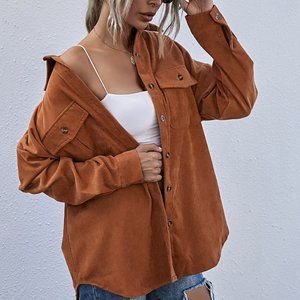 Rusty Brown Boyfriend oversized Button Front Cordu